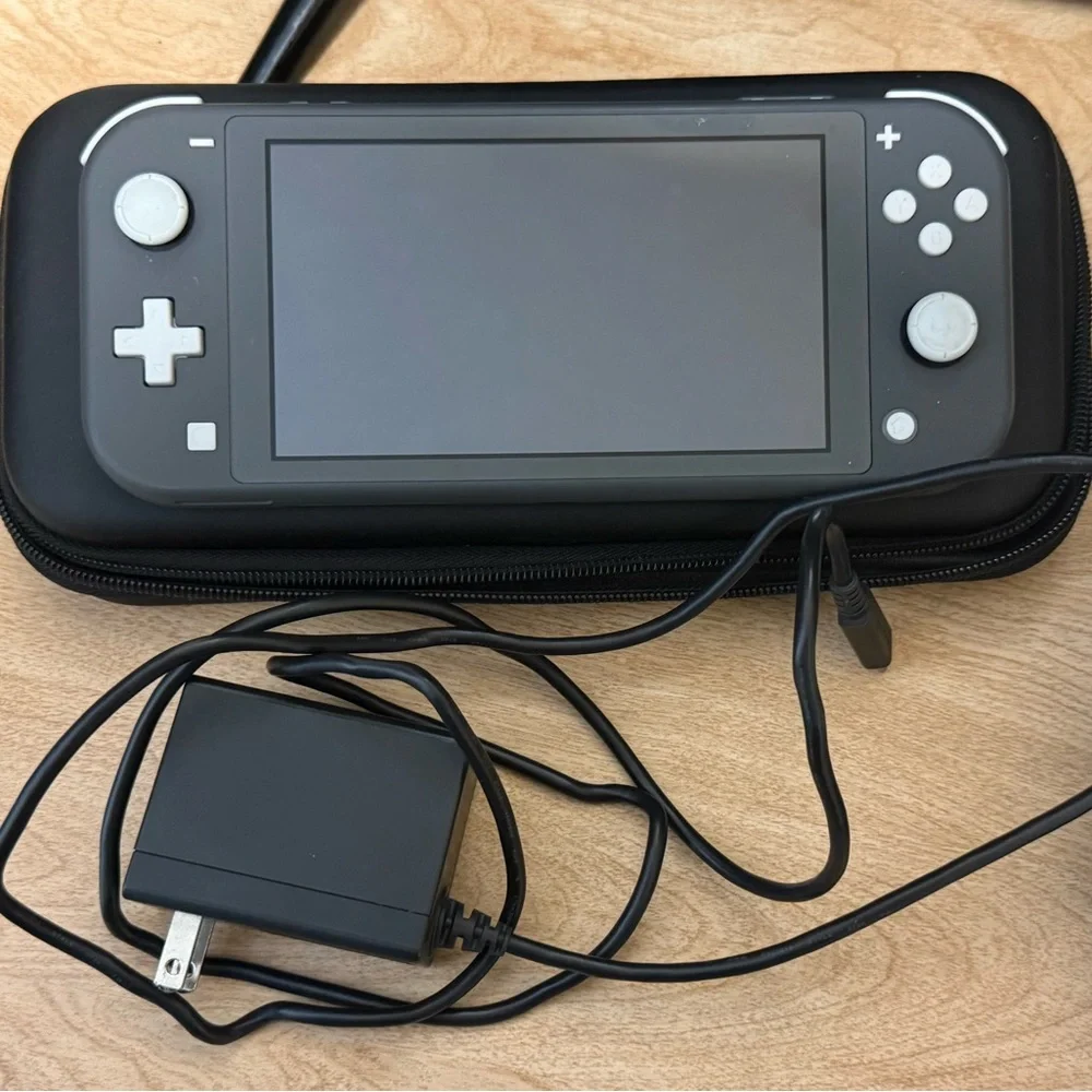 Nintendo Switch Lite Black Handheld Console with Black Charger and Case